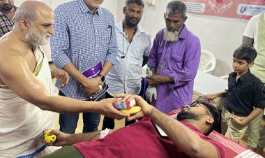 Chilkur Priest attends Milad Blood donation camp in Mosque for Child Cancer patients