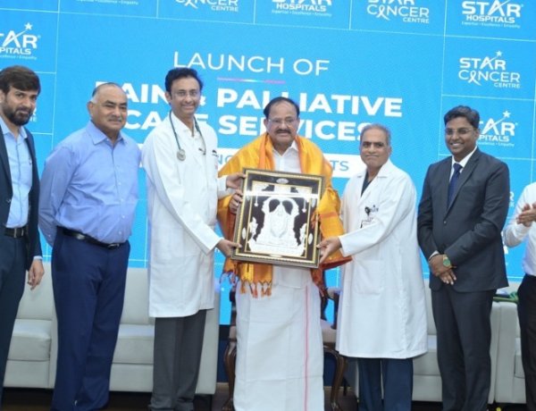 STAR Hospitals Launches Dedicated “Pain & Palliative Care Services for Cancer Patients” Hon’ble Former Vice President of India, Shri M. Venkaiah Naidu Garu, inaugurated the facility and felicitates healthcare heroes.