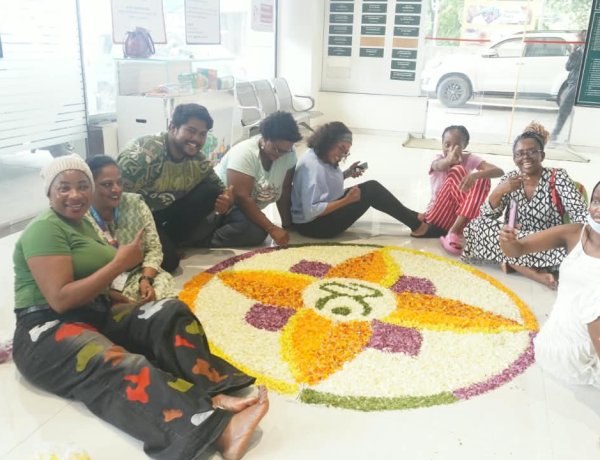 Patients from the continent of Africa Celebrate Onam with Traditional Pookalam at StemRx Hospital