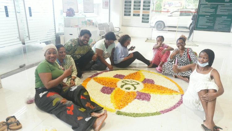 Patients from the continent of Africa Celebrate Onam with Traditional Pookalam at StemRx Hospital
